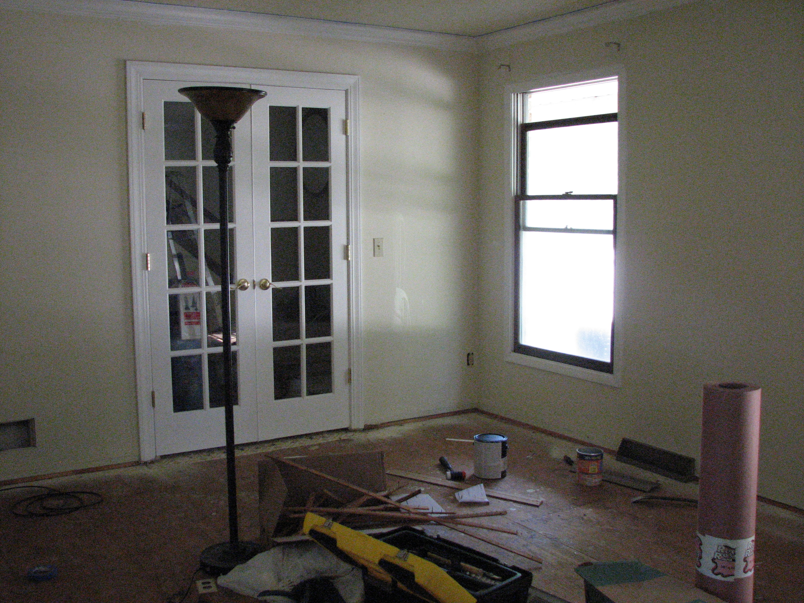 A before shot of the living room (aka Tools and Crap)